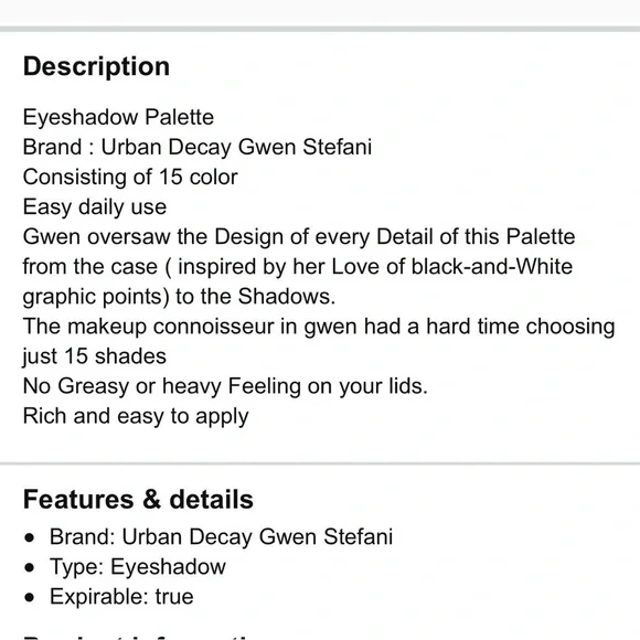 URBAN  DECAY UD X GWEN STEFANI EYESHADOW PALETTE - Picture 10 of 11